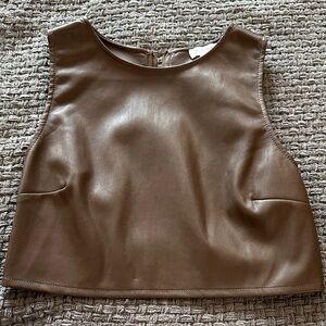 Brown Faux Leather Crop Top